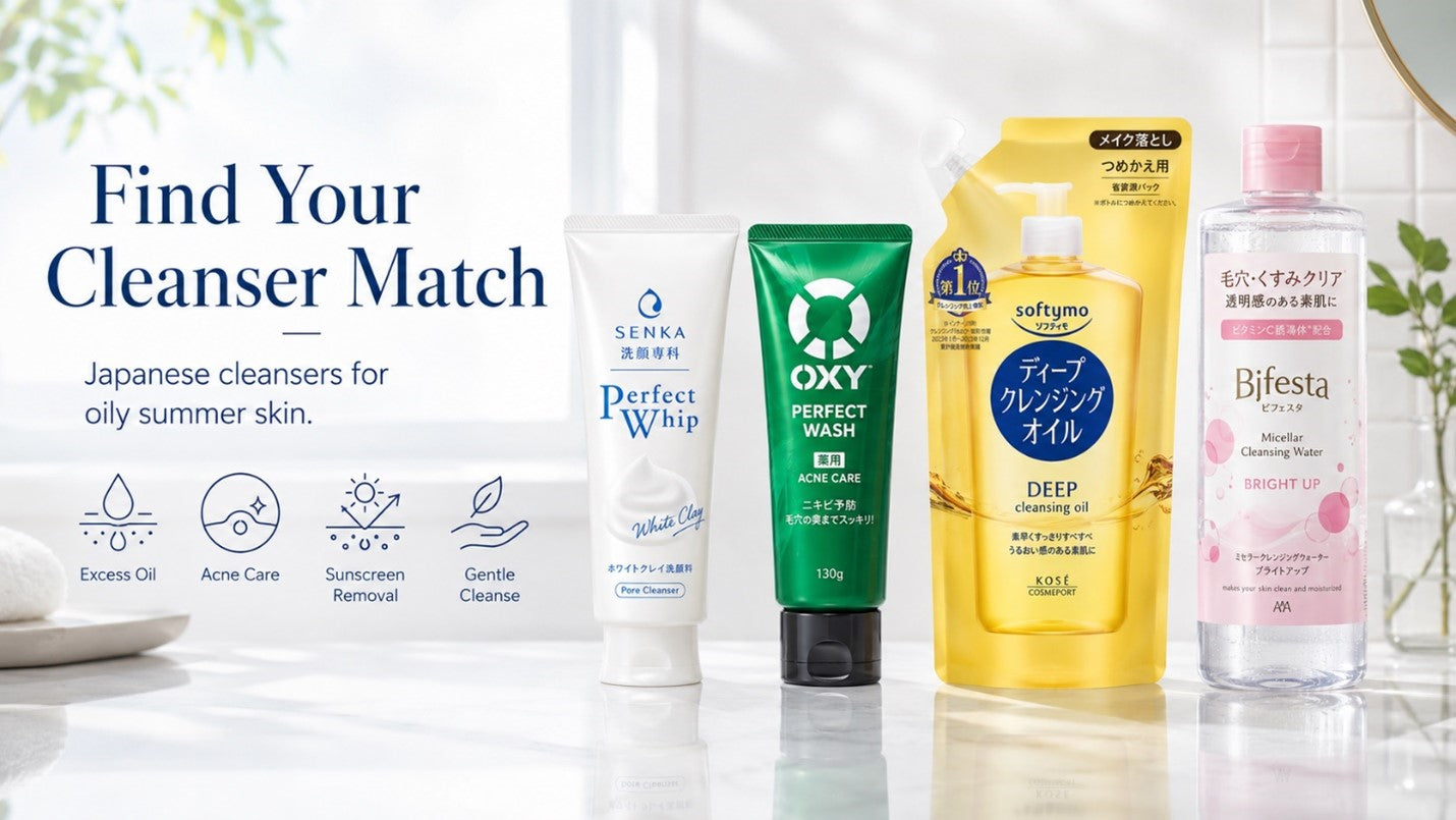 Why Does Skin Get Oily in Summer? Find Your Japanese Cleanser Match
