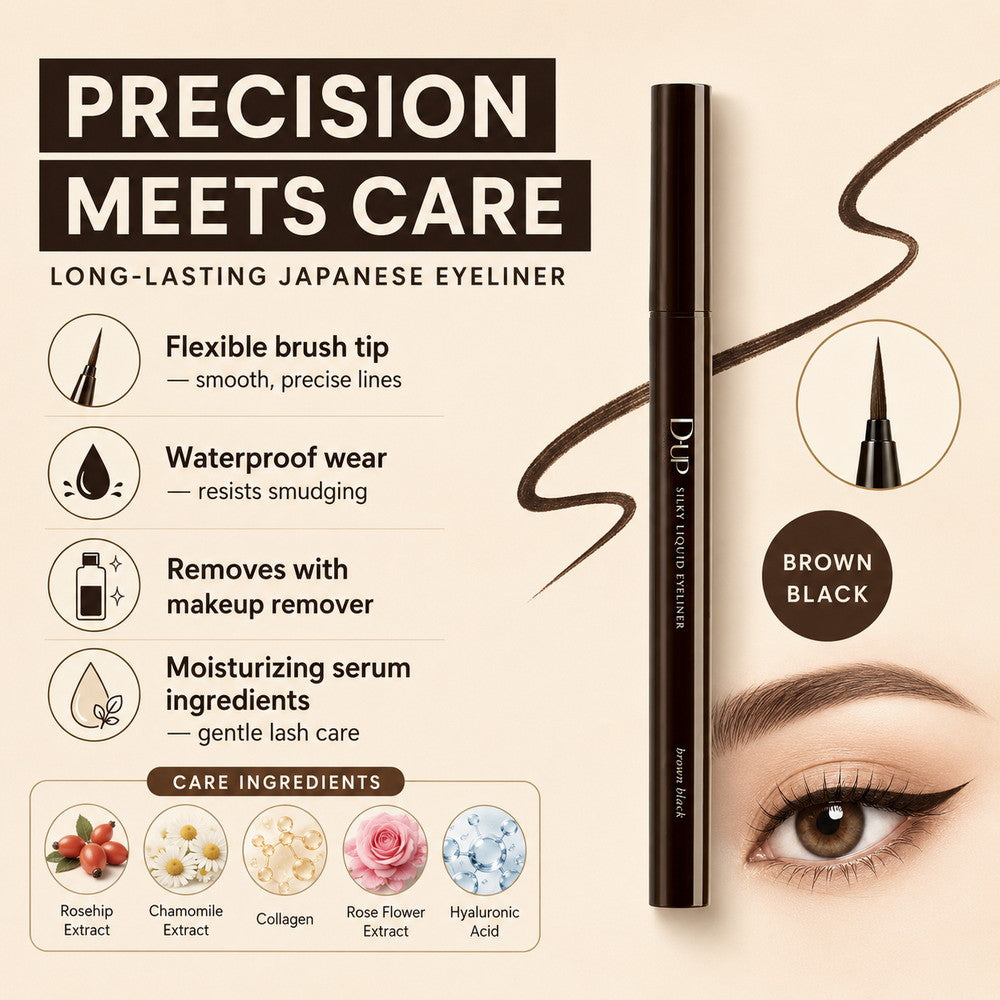 Silky Liquid Eyeliner Waterproof Brown Black 1pc