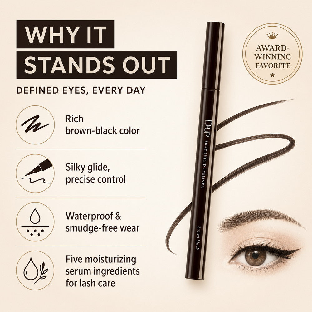 Silky Liquid Eyeliner Waterproof Brown Black 1pc
