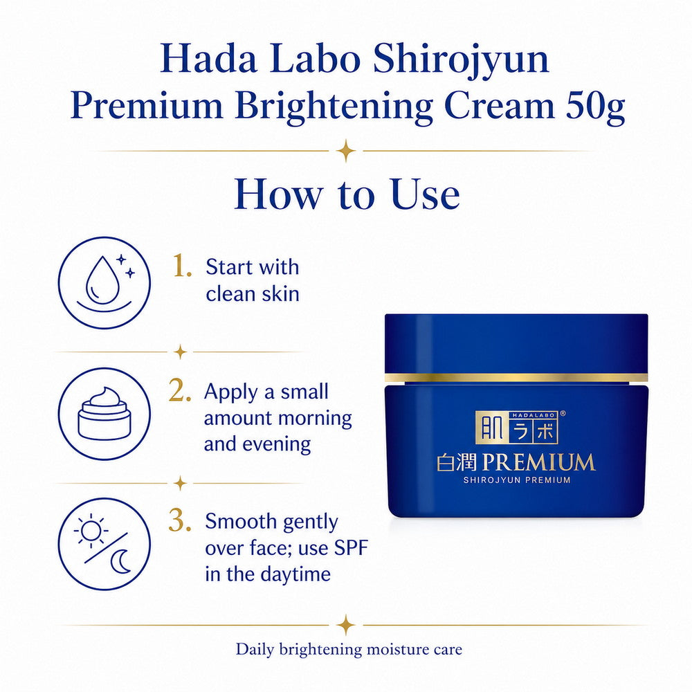 Hada Labo Shirojyun Premium Brightening Cream – Medicated Hydrating Moisturizer 50g