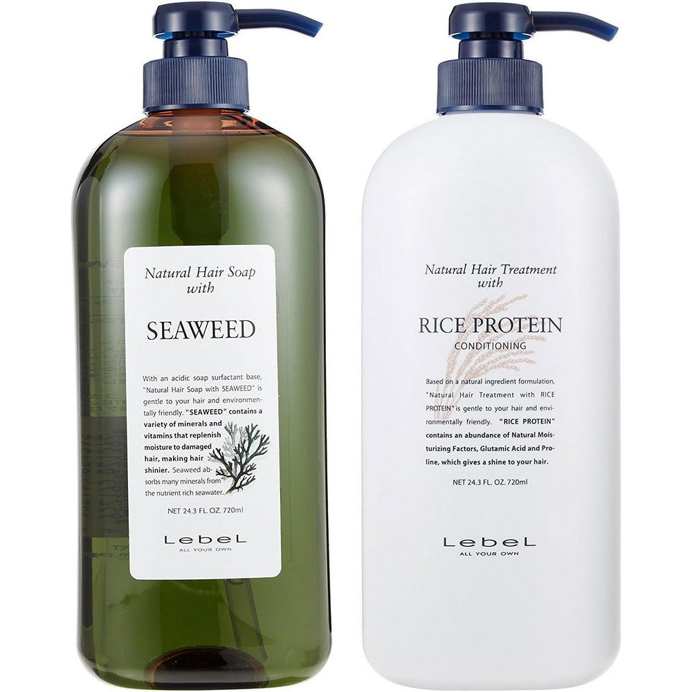 LebeL Natural Hair Soap (Seaweed 720ml) & Natural Hair Treatment (Rice Protein 720ml Set)