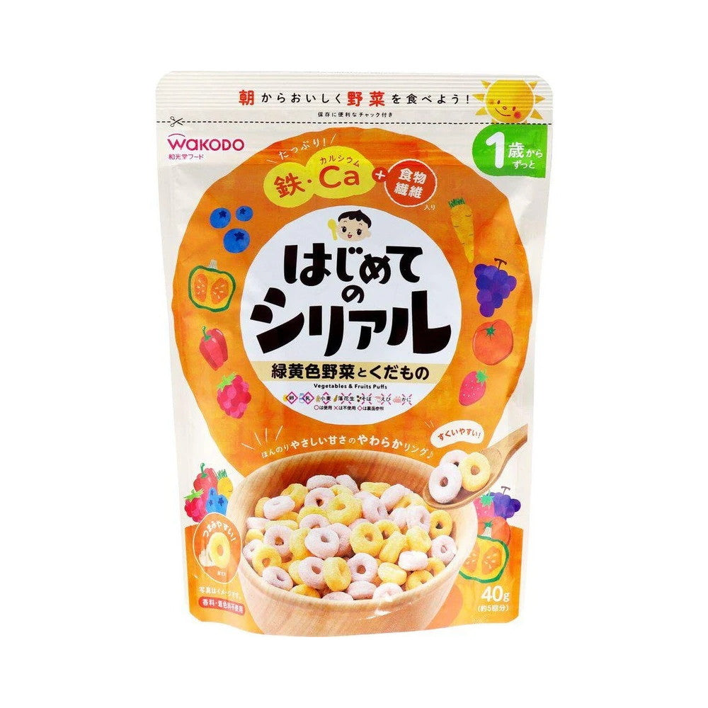 WAKODO Vegetables and Fruits Puffs Breakfast Cereal for Babies 12M+ 40g