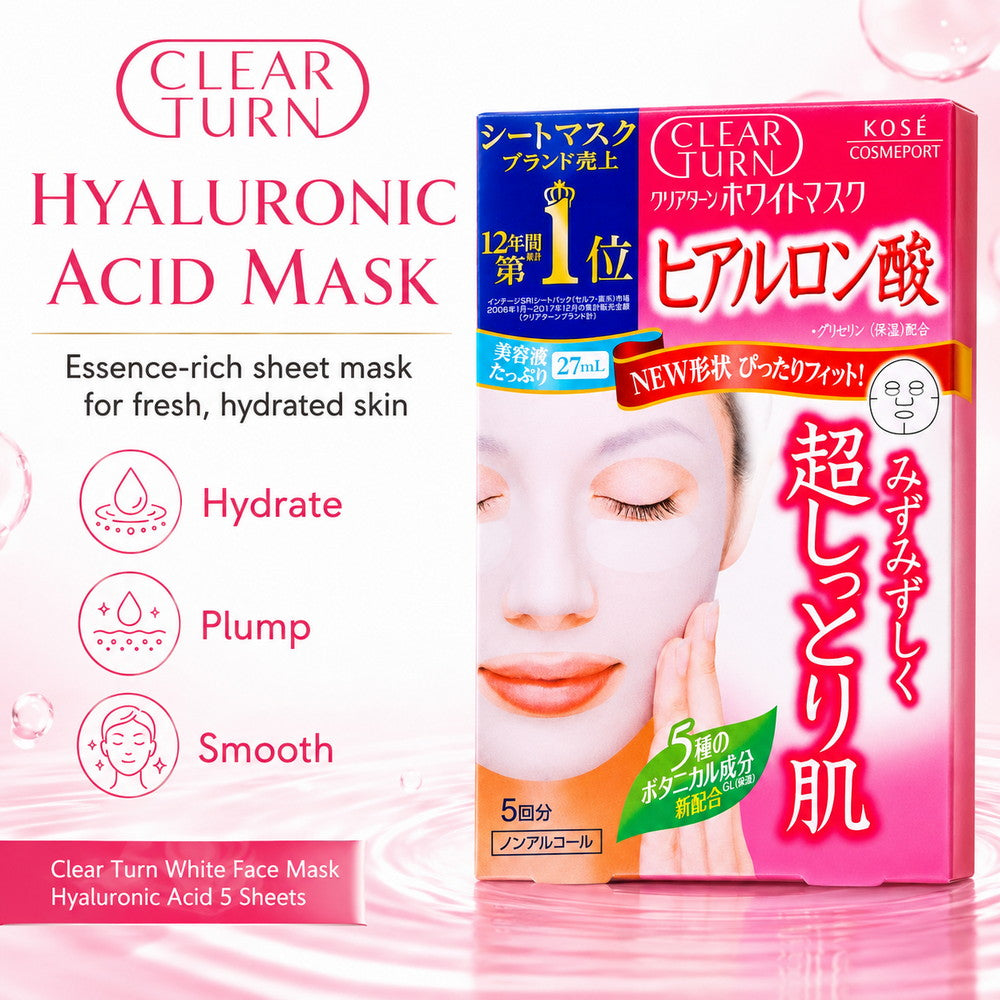 Clear Turn White Face Mask Hyaluronic Acid 5 sheets