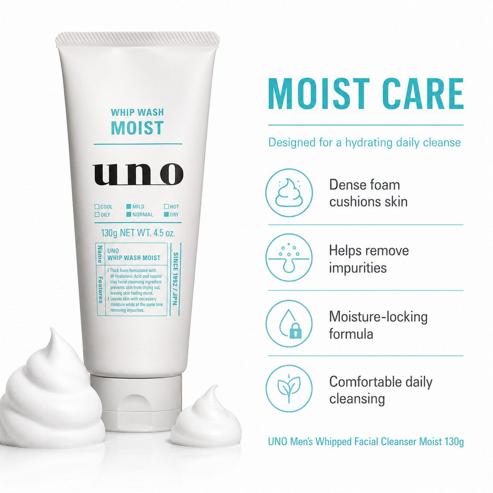 UNO Men's Whipped Facial Cleanser Moist 130g