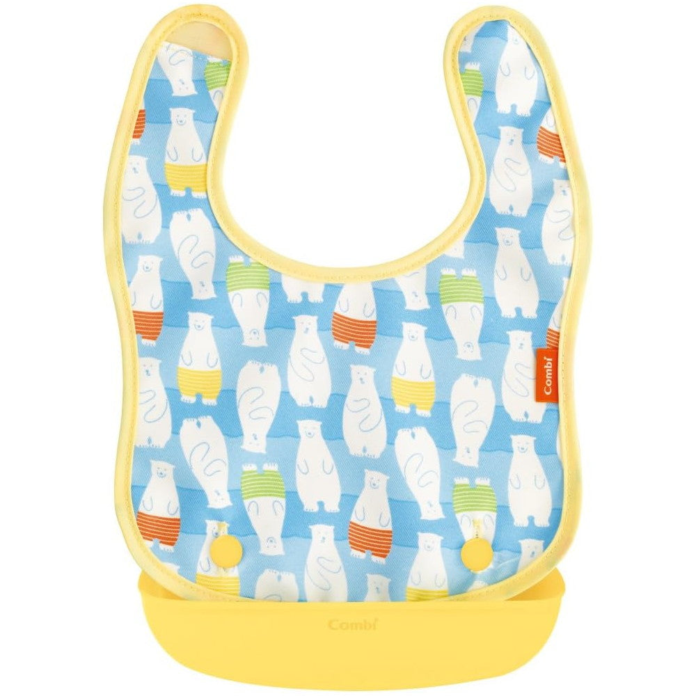 COMBI Easy to Clean Baby Bib with Pocket Polar Bear Design
