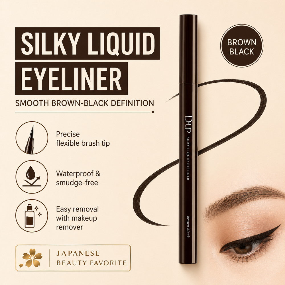 Silky Liquid Eyeliner Waterproof Brown Black 1pc