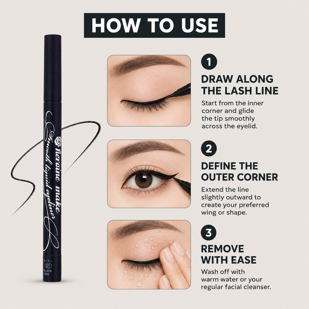 KISSME Heroine Make Smooth Liquid Eyeliner Black 1 piece
