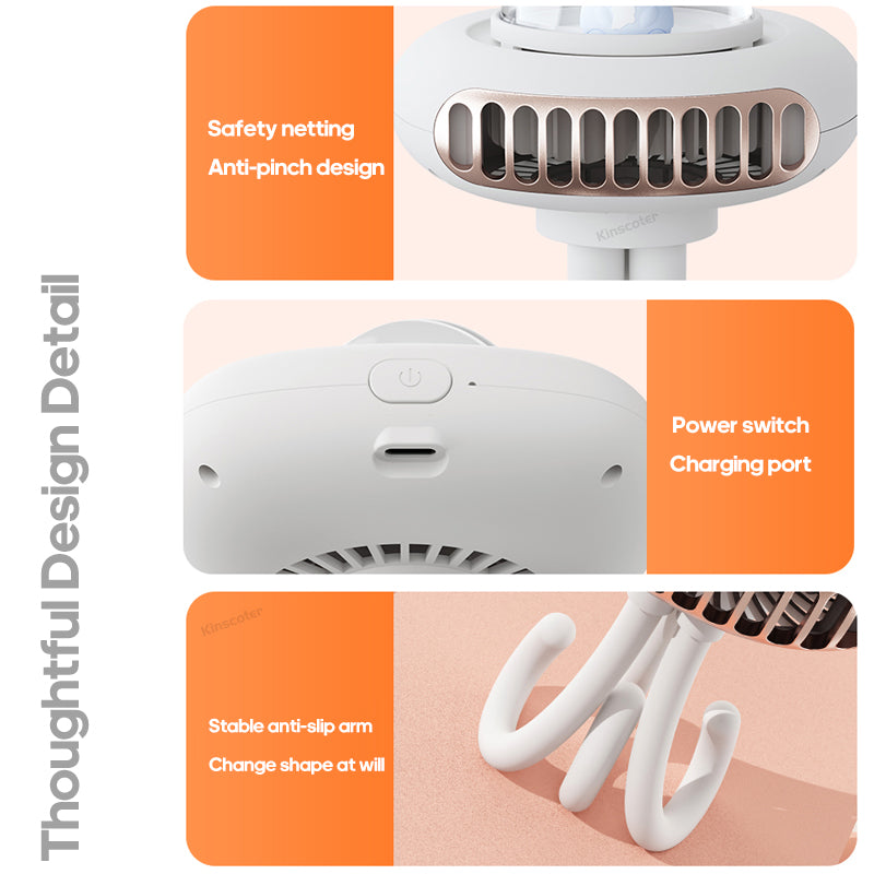 New Stroller Fan Rechargeable Portable Folding Electric Fan