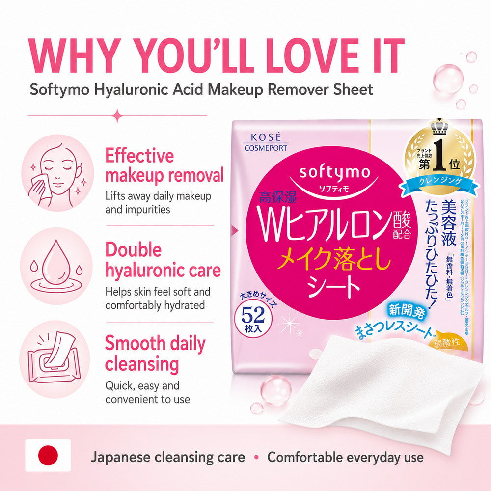 Softymo Hyaluronic Acid Makeup Remover Sheet 52 sheets