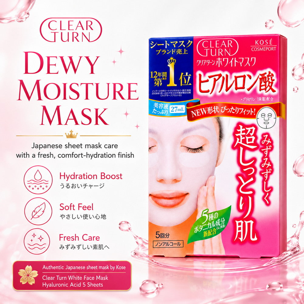 Clear Turn White Face Mask Hyaluronic Acid 5 sheets