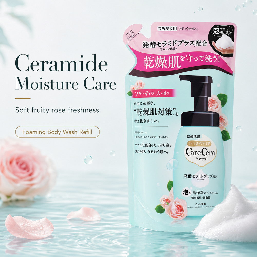CareCera Ceramide Barrier Foaming Moisturizing Body Wash Fruity Rose Refill 358ml