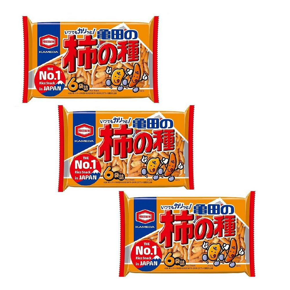 Kakinotane Snack Rice Crackers with Peanuts (Pack of 3)