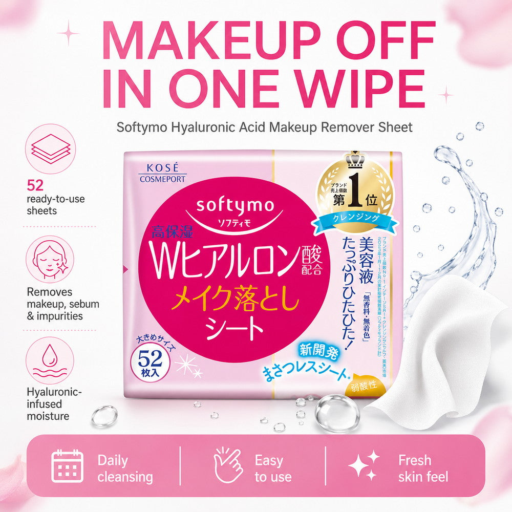Softymo Hyaluronic Acid Makeup Remover Sheet 52 sheets