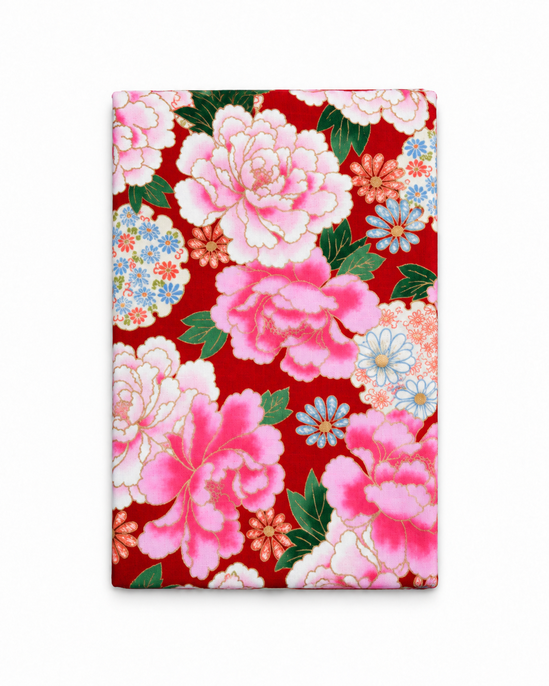 Japanese Traditional Cotton Fabric – Red Peony Floral – 112cm × 2m
