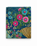 Japanese Traditional Cotton Fabric – Teal Floral & Fan – 112cm × 2m