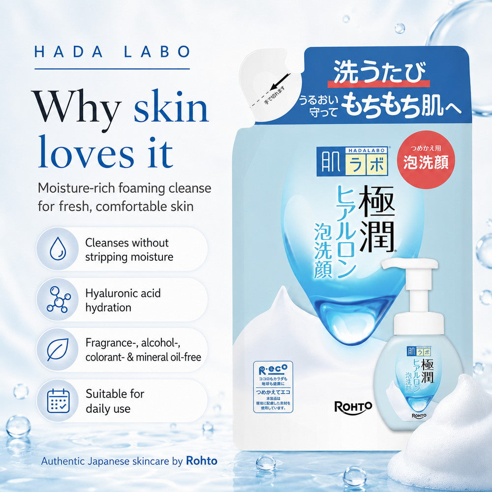 Hada Labo Gokujyun Hyaluronic Acid Foaming Face Wash Refill 140ml