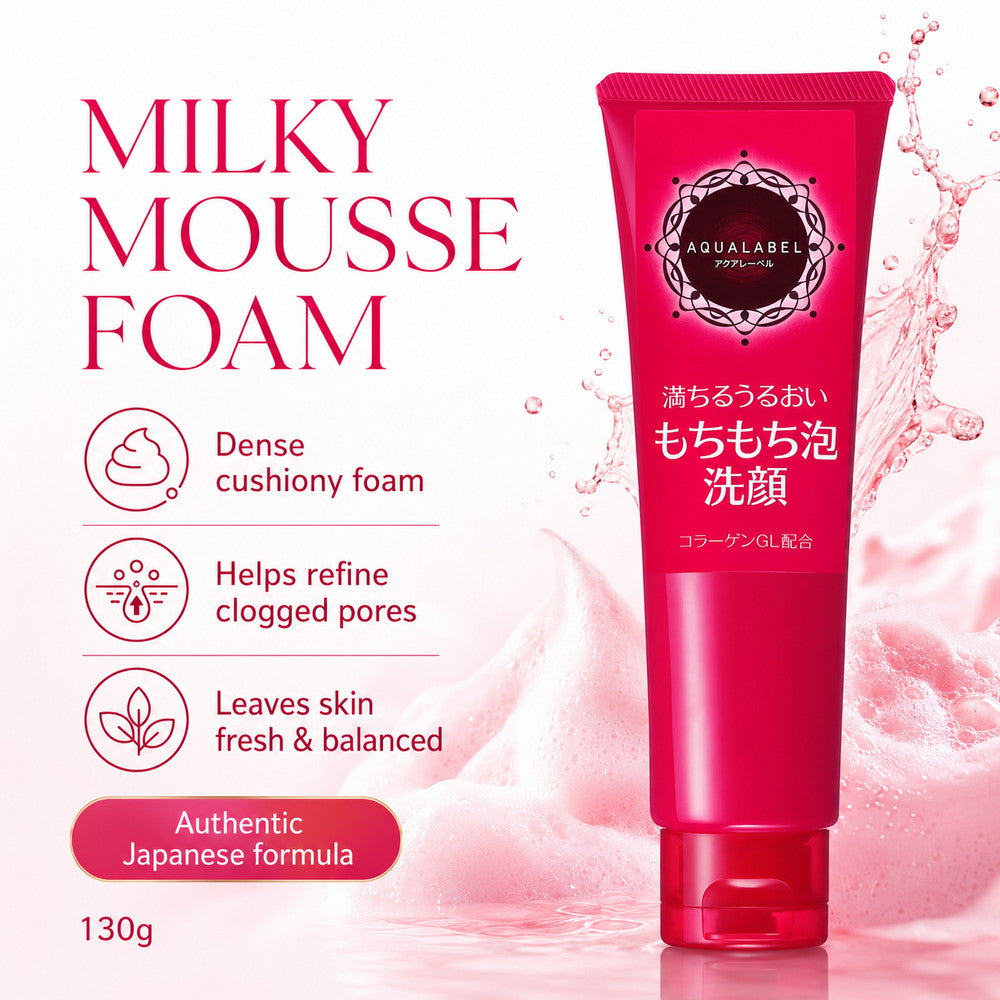 AQUALABEL Milky Mousse Foam Facial Cleanser For Clogged Pores 130g