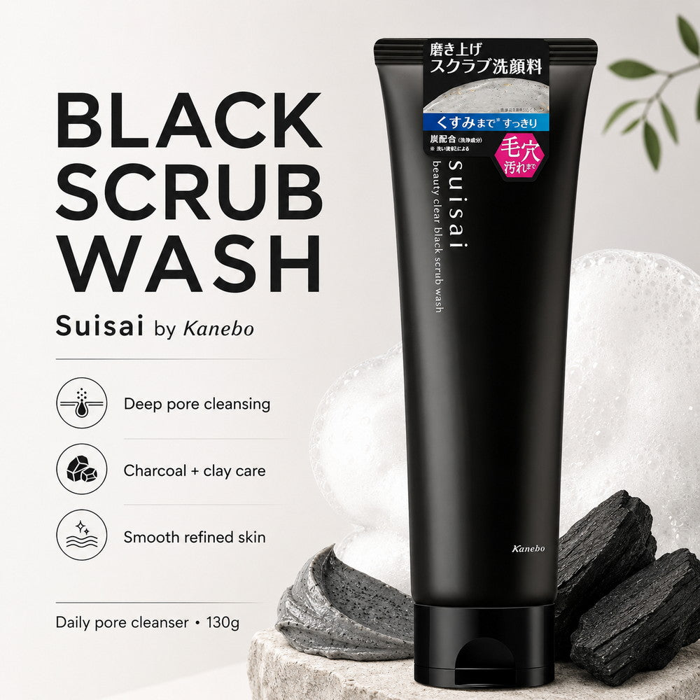 Suisai Beauty Clear Black Scrub Wash Clay Charcoal Pore Cleanser 130g
