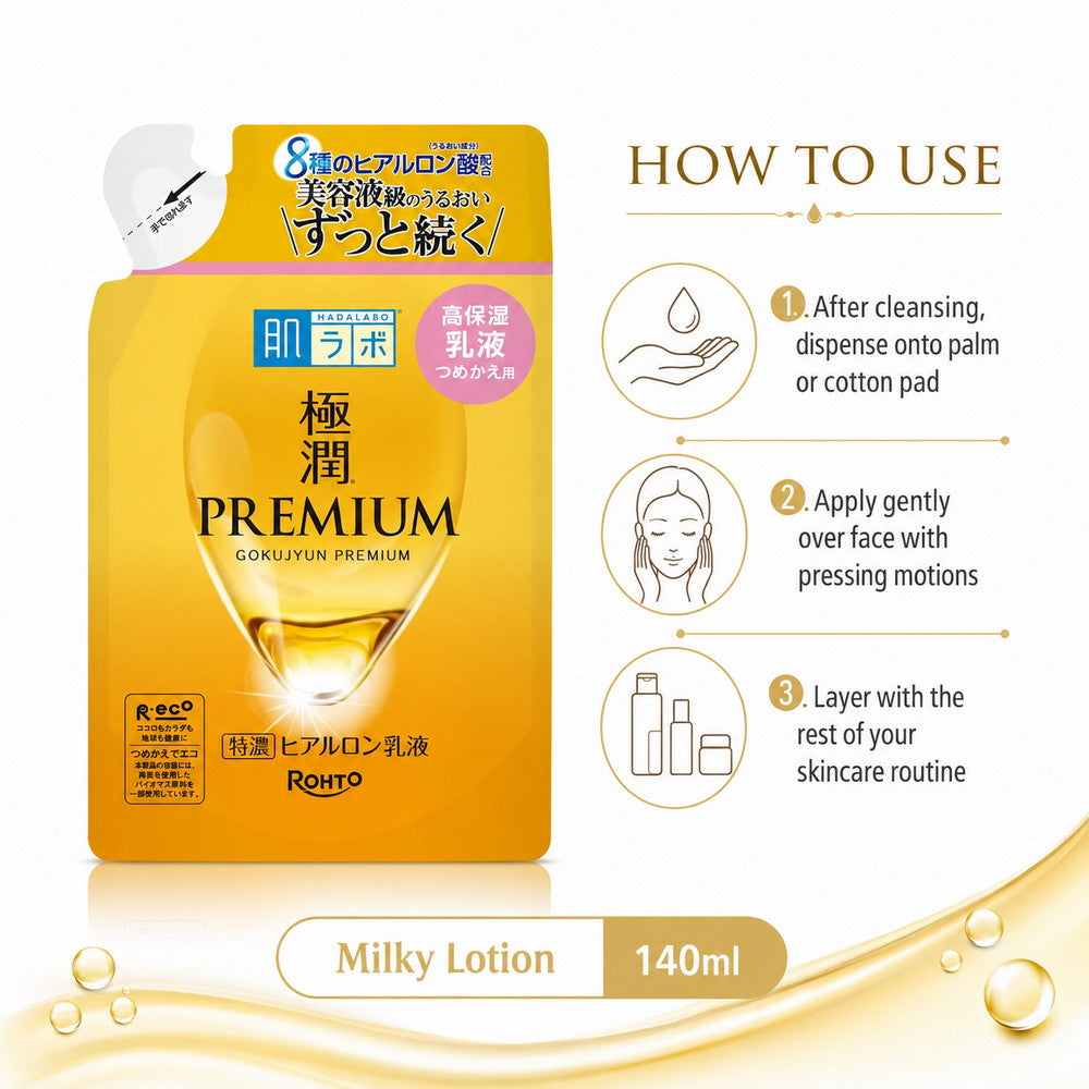 Hada Labo Gokujyun Premium Super Hyaluronic Milky Lotion Refill 140ml
