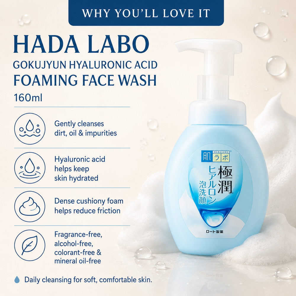 Hada Labo Gokujyun Hyaluronic Acid Foaming Face Wash 160ml