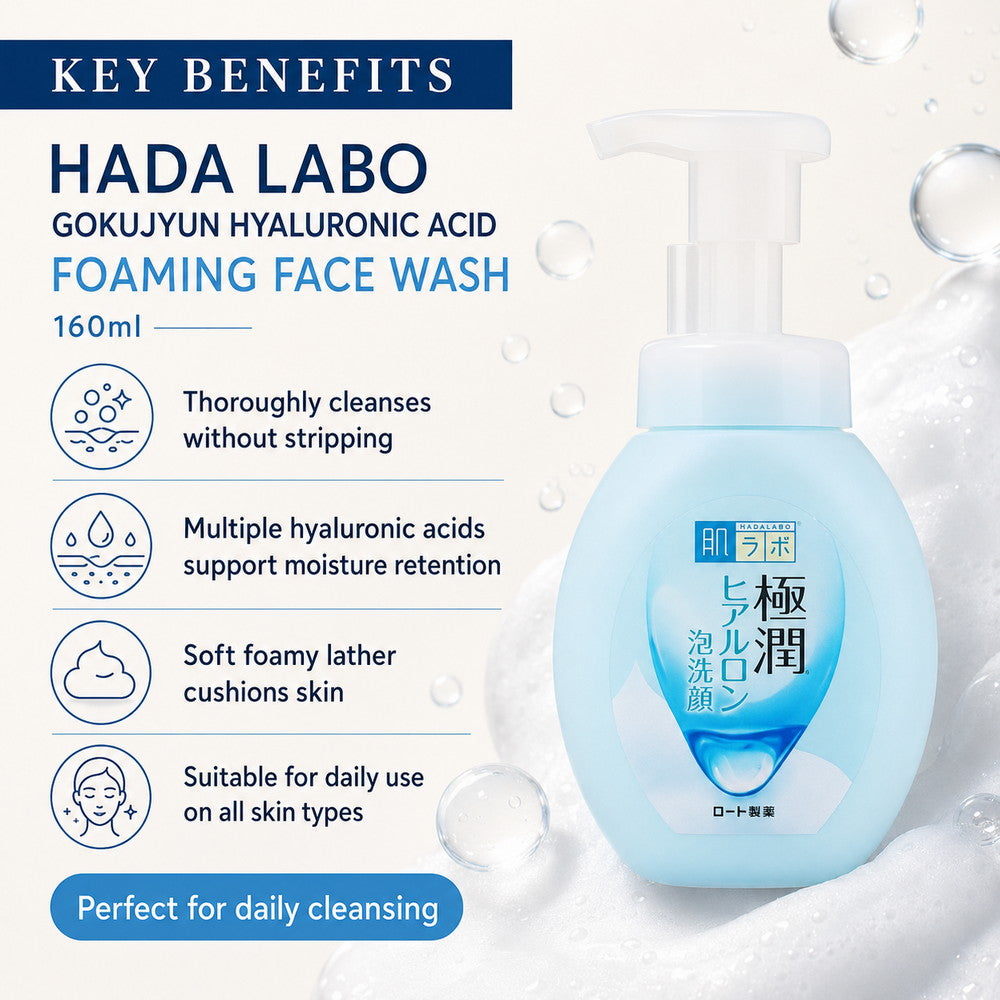 Hada Labo Gokujyun Hyaluronic Acid Foaming Face Wash 160ml