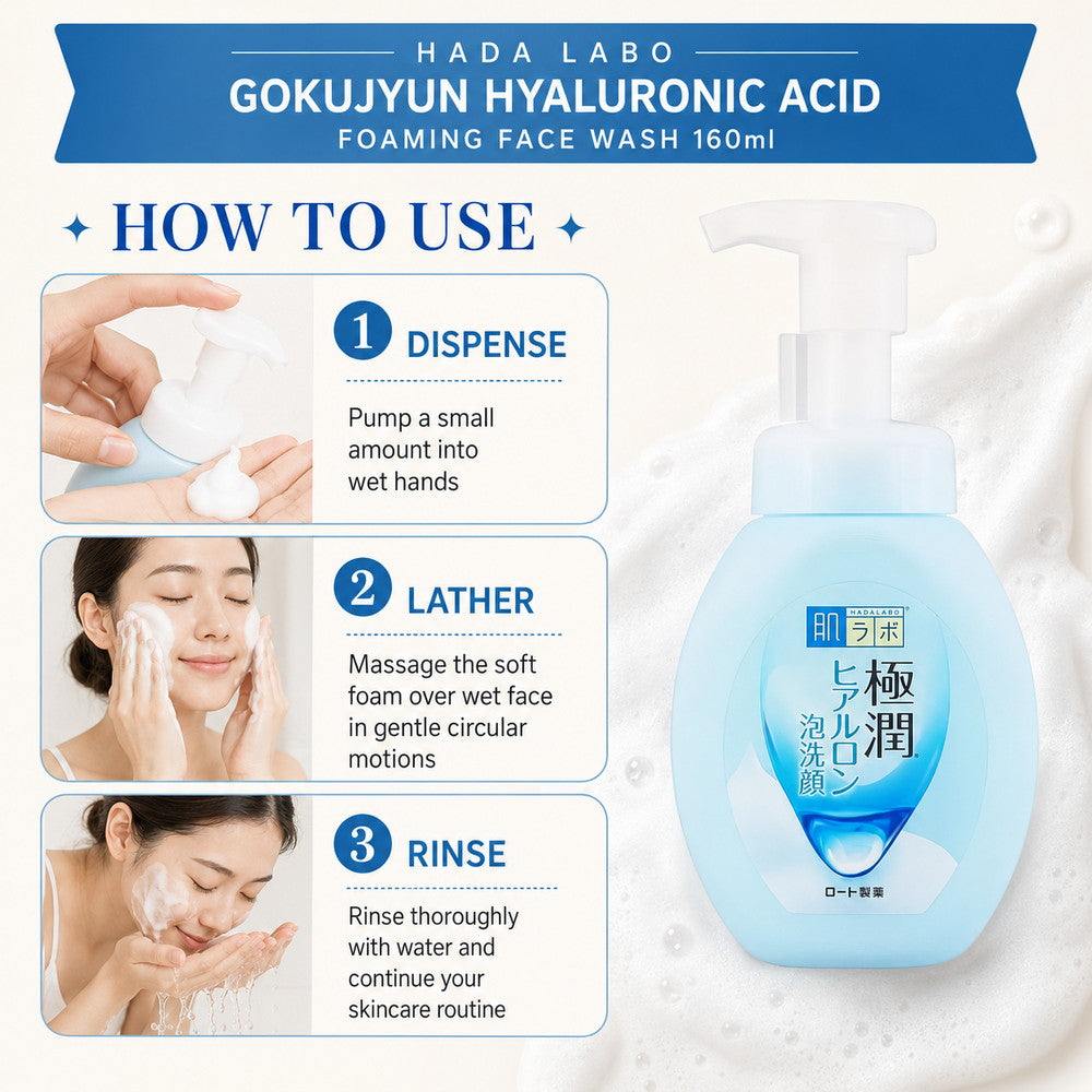 Hada Labo Gokujyun Hyaluronic Acid Foaming Face Wash 160ml