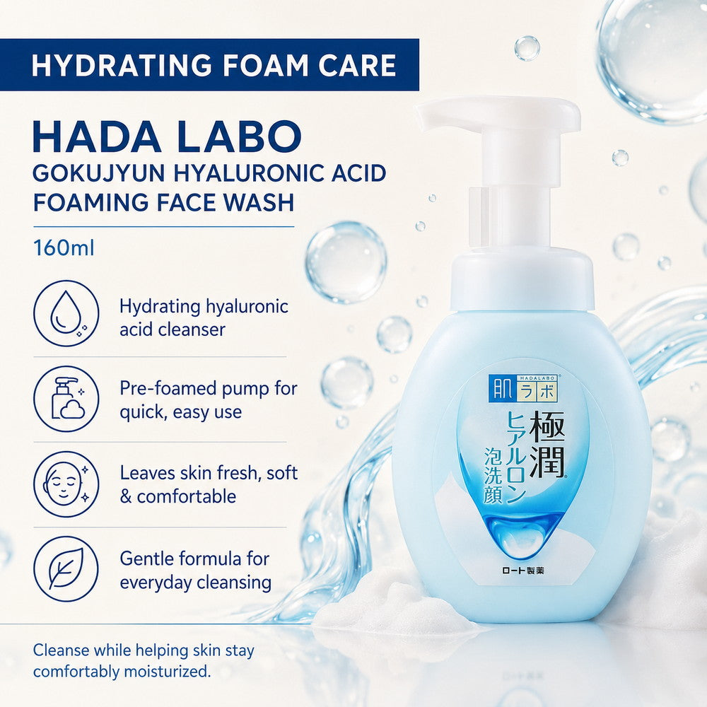 Hada Labo Gokujyun Hyaluronic Acid Foaming Face Wash 160ml