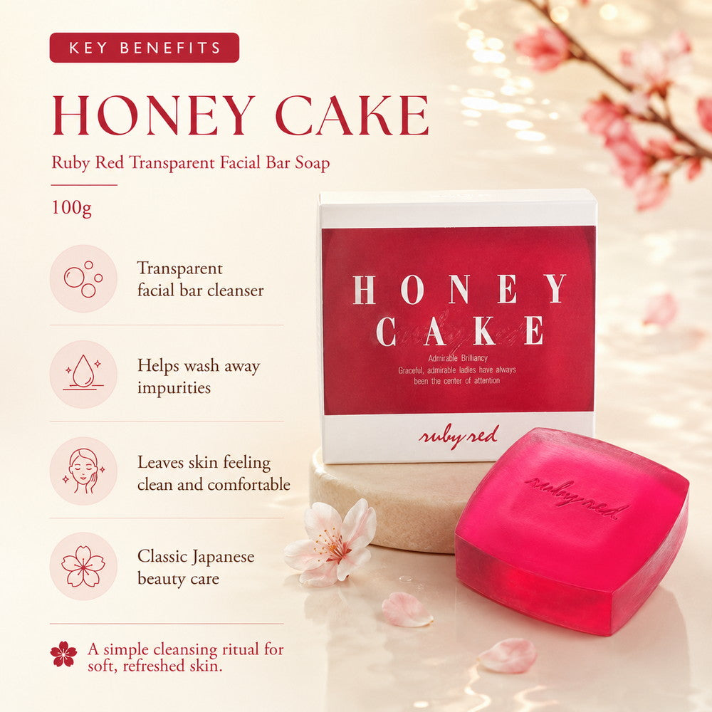 Honey Cake Ruby Red Transparent Facial Bar Soap 100g