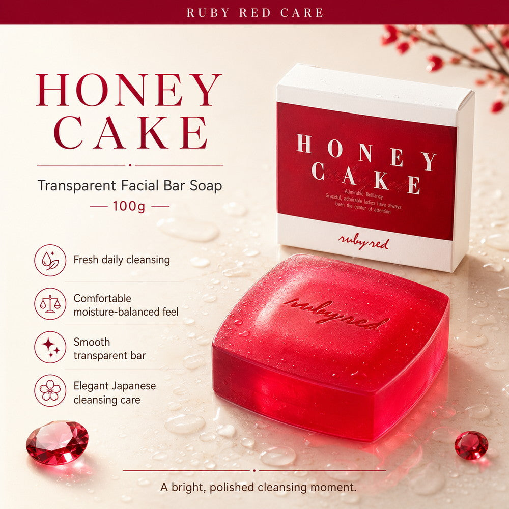 Honey Cake Ruby Red Transparent Facial Bar Soap 100g