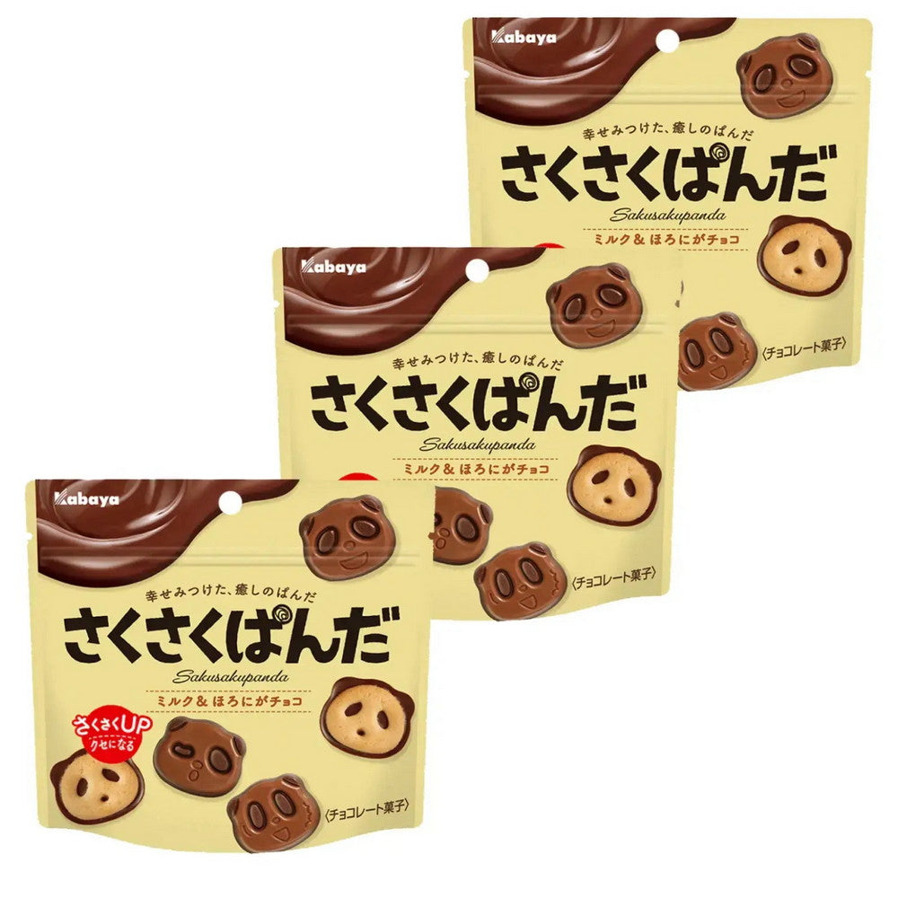 Sakusaku Panda Milk & Dark Chocolate Cookies 47g (Pack of 3)