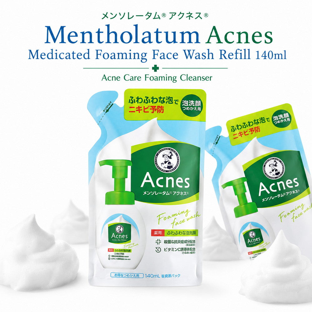 Mentholatum Acnes Medicated Foaming Face Wash (Refill) – Acne Care Cleanser 140ml