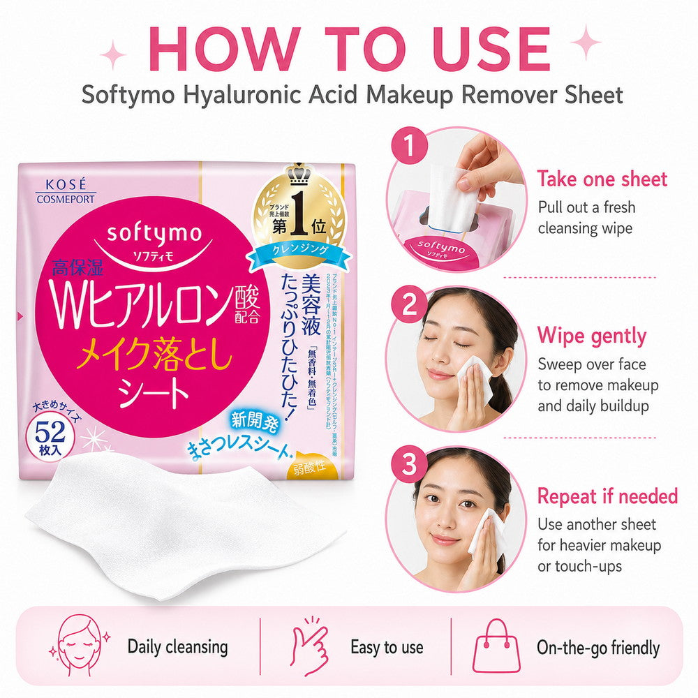 Softymo Hyaluronic Acid Makeup Remover Sheet 52 sheets