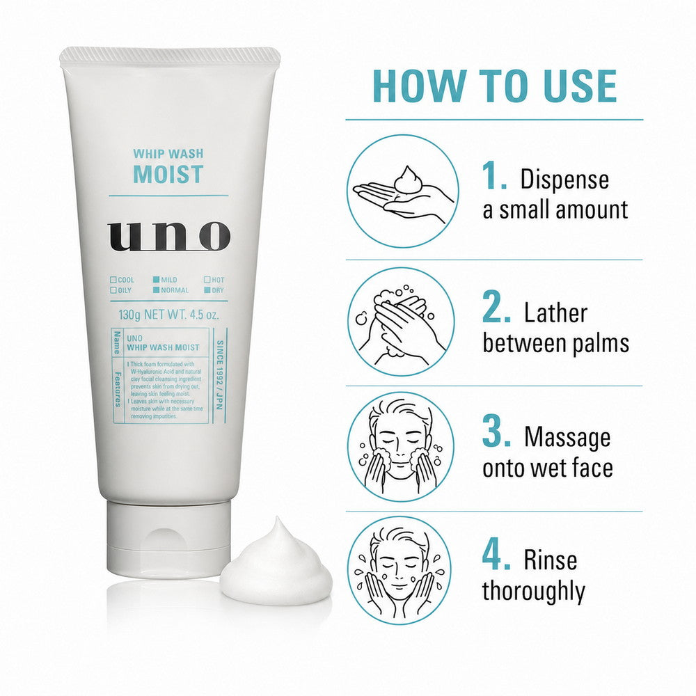 UNO Men's Whipped Facial Cleanser Moist 130g