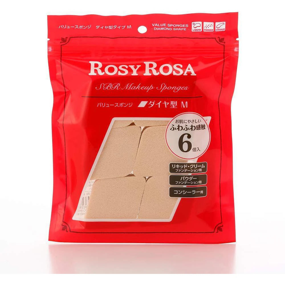 Rosy Rosa Value Sponge Diamond Shape M 6 Pieces