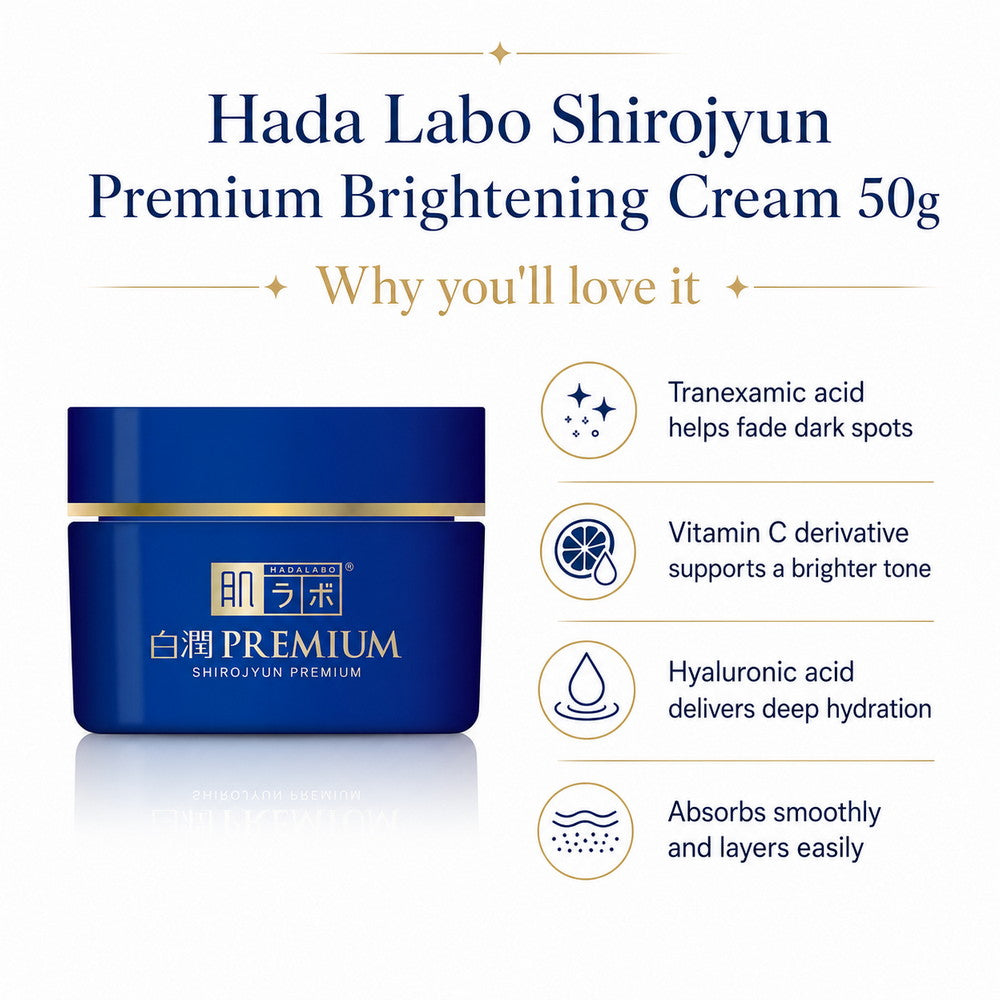 Hada Labo Shirojyun Premium Brightening Cream – Medicated Hydrating Moisturizer 50g