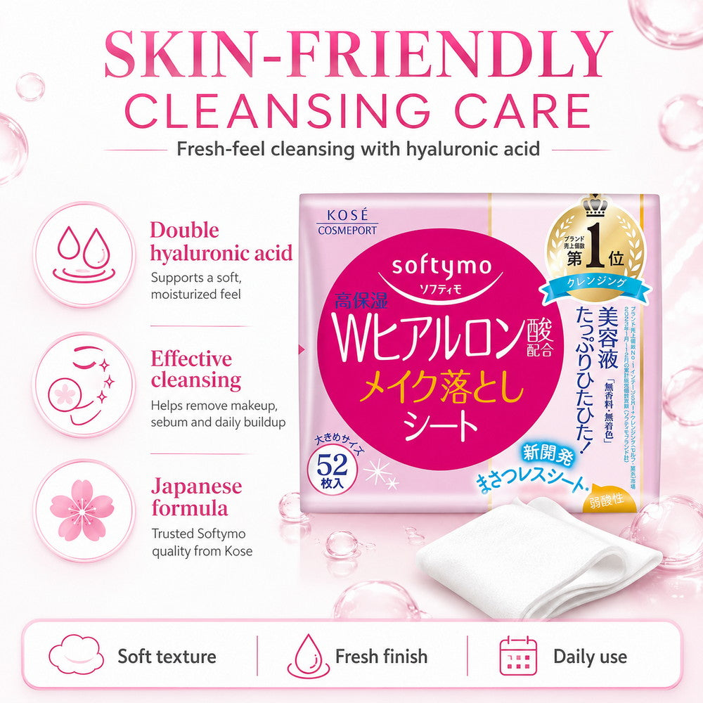 Softymo Hyaluronic Acid Makeup Remover Sheet 52 sheets